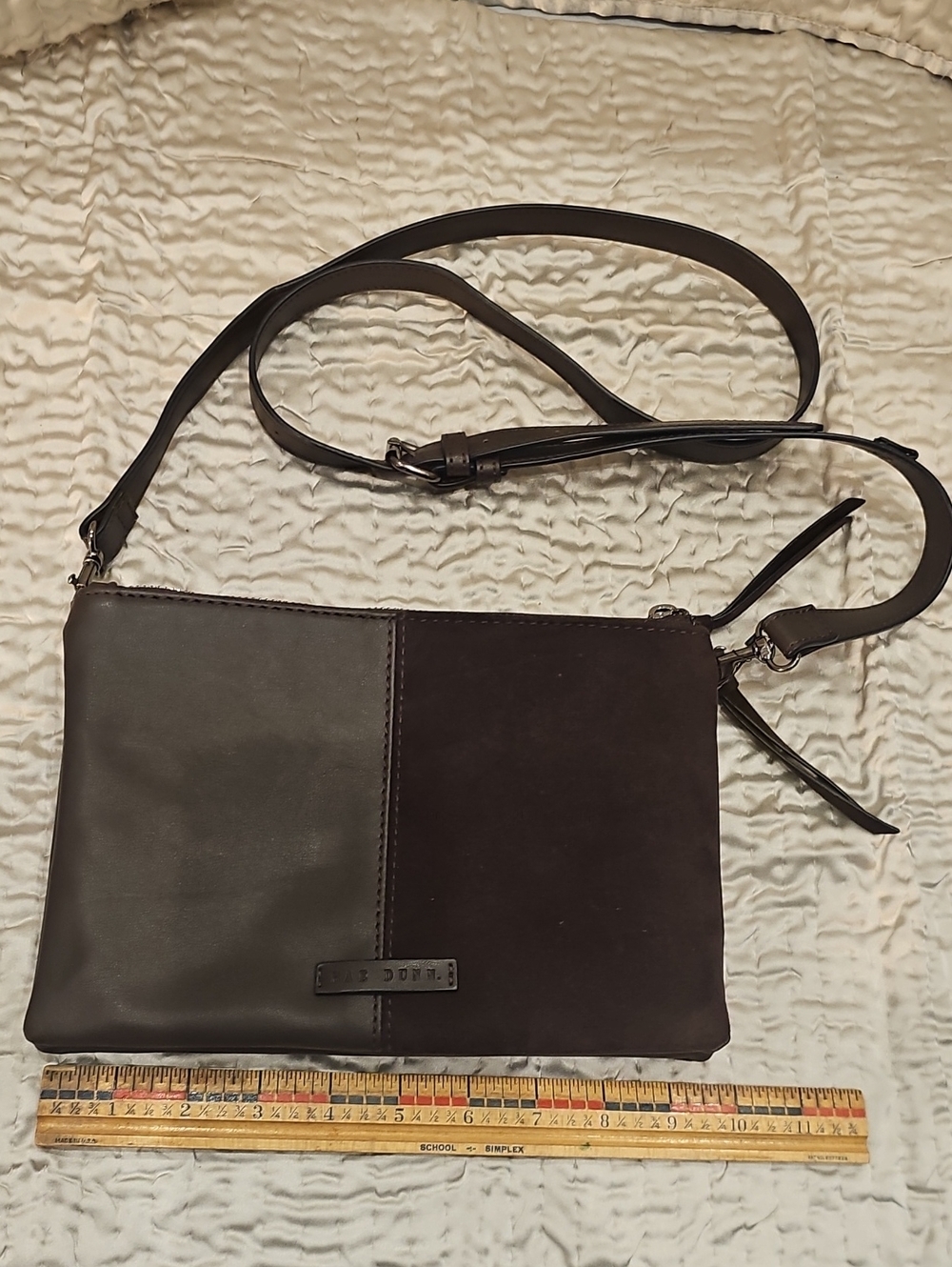 Rae Dunn Two-Tone With  Dark Brown Suede Material Crossbody Bag